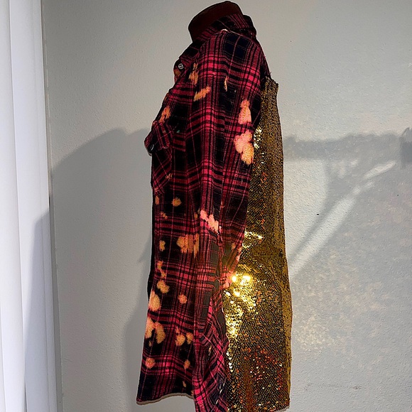 ♥️FLANEL BLEACHED SEQUENCED BLOUSE - Picture 3 of 4